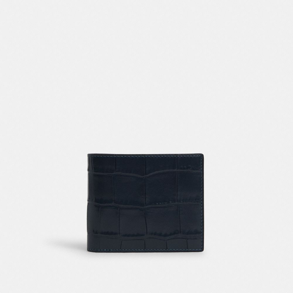 COACH®,3-IN-1 WALLET,Novelty Leather,Mini,Gunmetal/Midnight Navy,Front View