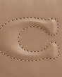 COACH®,LARGE CORNER ZIP WRISTLET,Leather,Mini,Silver/Taupe