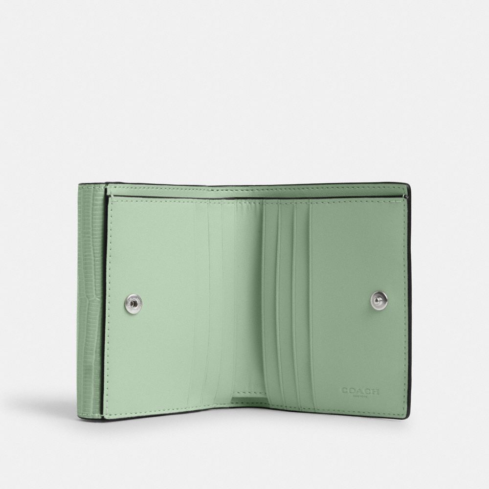 COACH®,ELIZA SMALL WALLET,Novelty Leather,Silver/Pale Green,Inside View,Top View