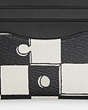 COACH®,SLIM ID CARD CASE WITH CHECKERBOARD PRINT,pvc,Gunmetal/Black Chalk