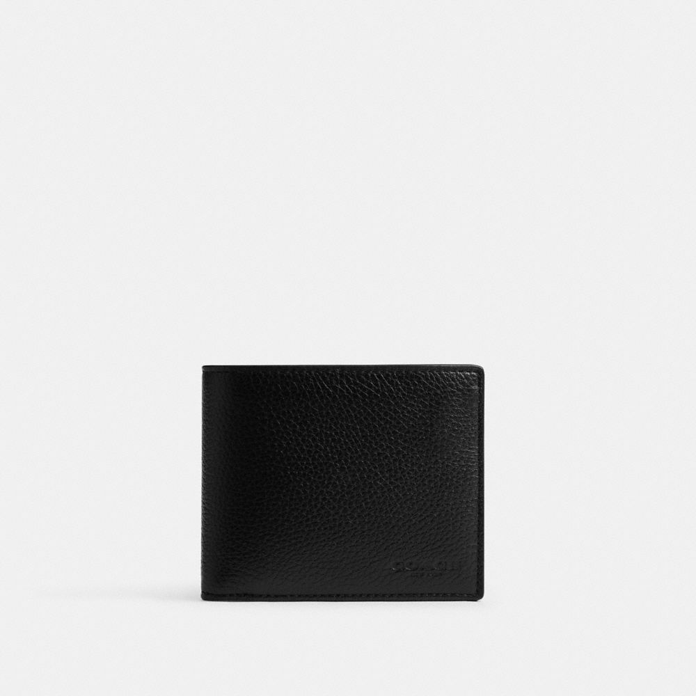 COACH®,3-In-1 Wallet,Leather,Bi Fold,Casual,Black,Front View