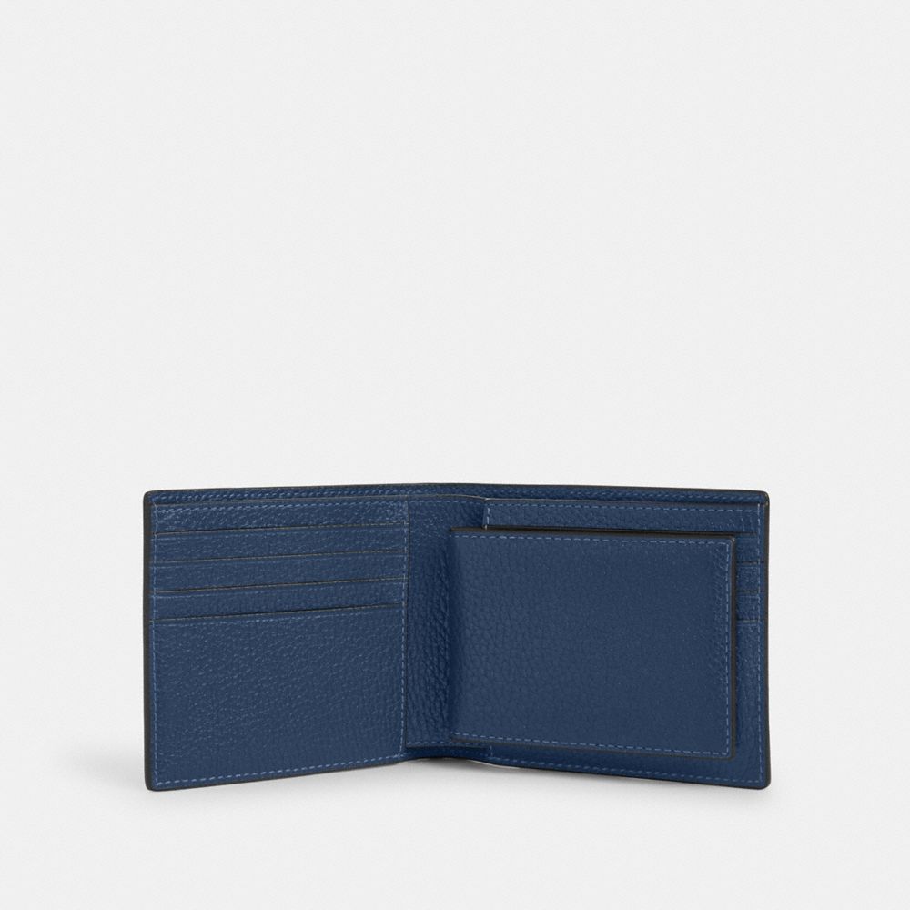 COACH®,3 In 1 Wallet,Leather,Bi Fold,Casual,Navy,Inside View,Top View