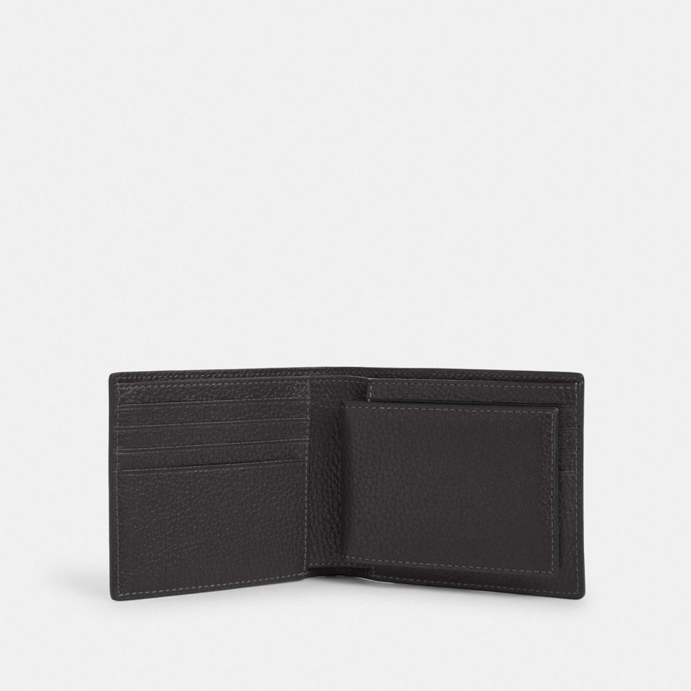 COACH®,3 In 1 Wallet,Leather,Bi Fold,Casual,Black,Inside View,Top View