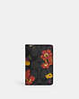 COACH®,ID WALLET IN SIGNATURE CANVAS WITH FLORAL PRINT,pvc,Gunmetal/Charcoal Multi,Front View