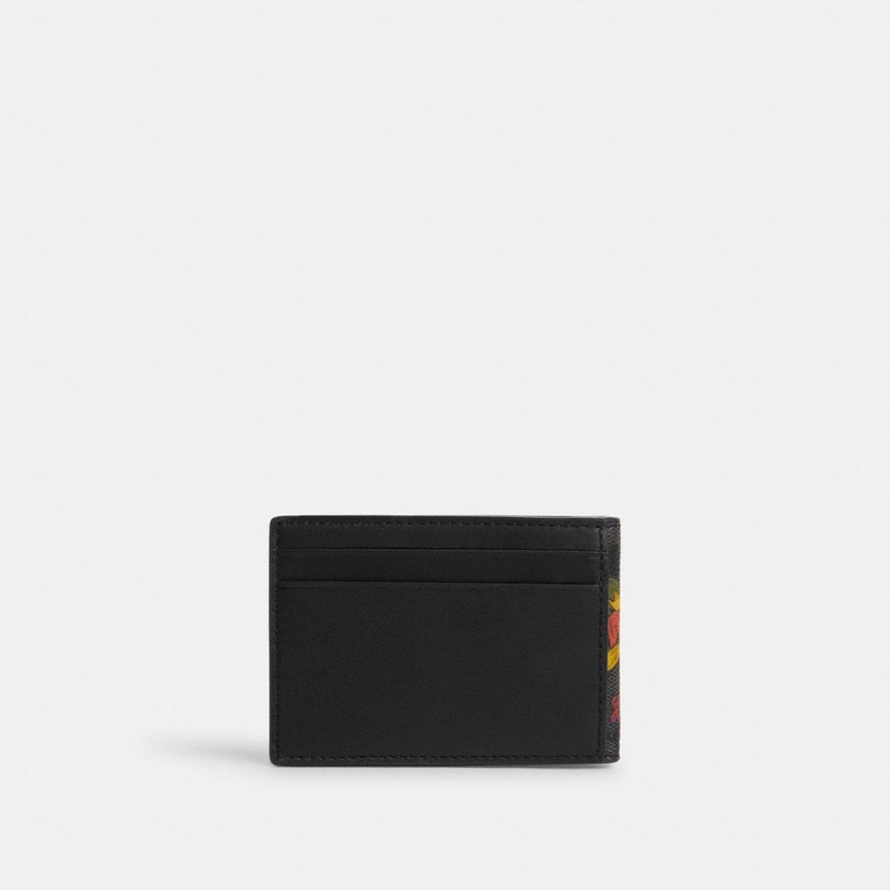 COACH®,Compact Billfold Wallet In Signature Canvas With Floral Print,,Back View