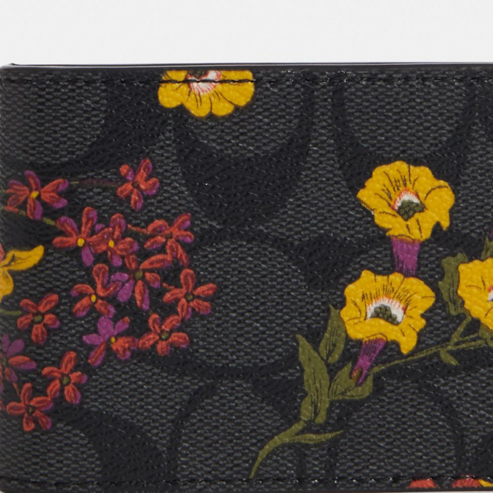 COACH®,Compact Billfold Wallet In Signature Canvas With Floral Print,
