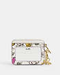 COACH®,ZIP CARD CASE WITH CREATURE PRINT,pvc,Gold/Chalk Multi,Back View