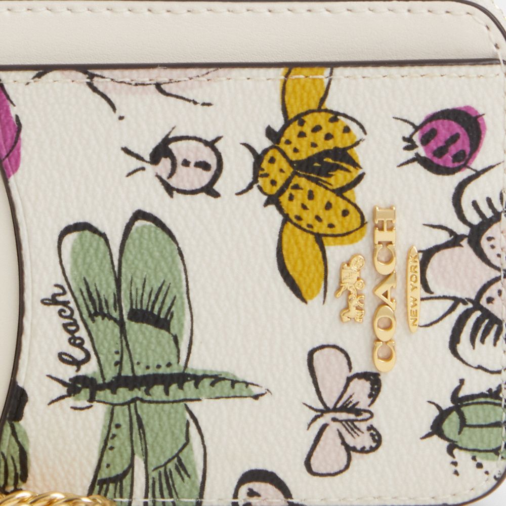 COACH®,ZIP CARD CASE WITH CREATURE PRINT,Novelty Print,Gold/Chalk Multi