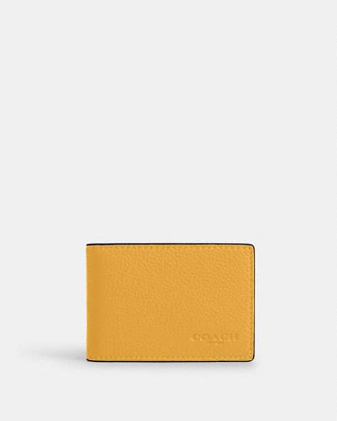 COACH®,COMPACT BILLFOLD IN COLORBLOCK,Leather,Black Antique Nickel/Honeycomb/Miami Red,Front View