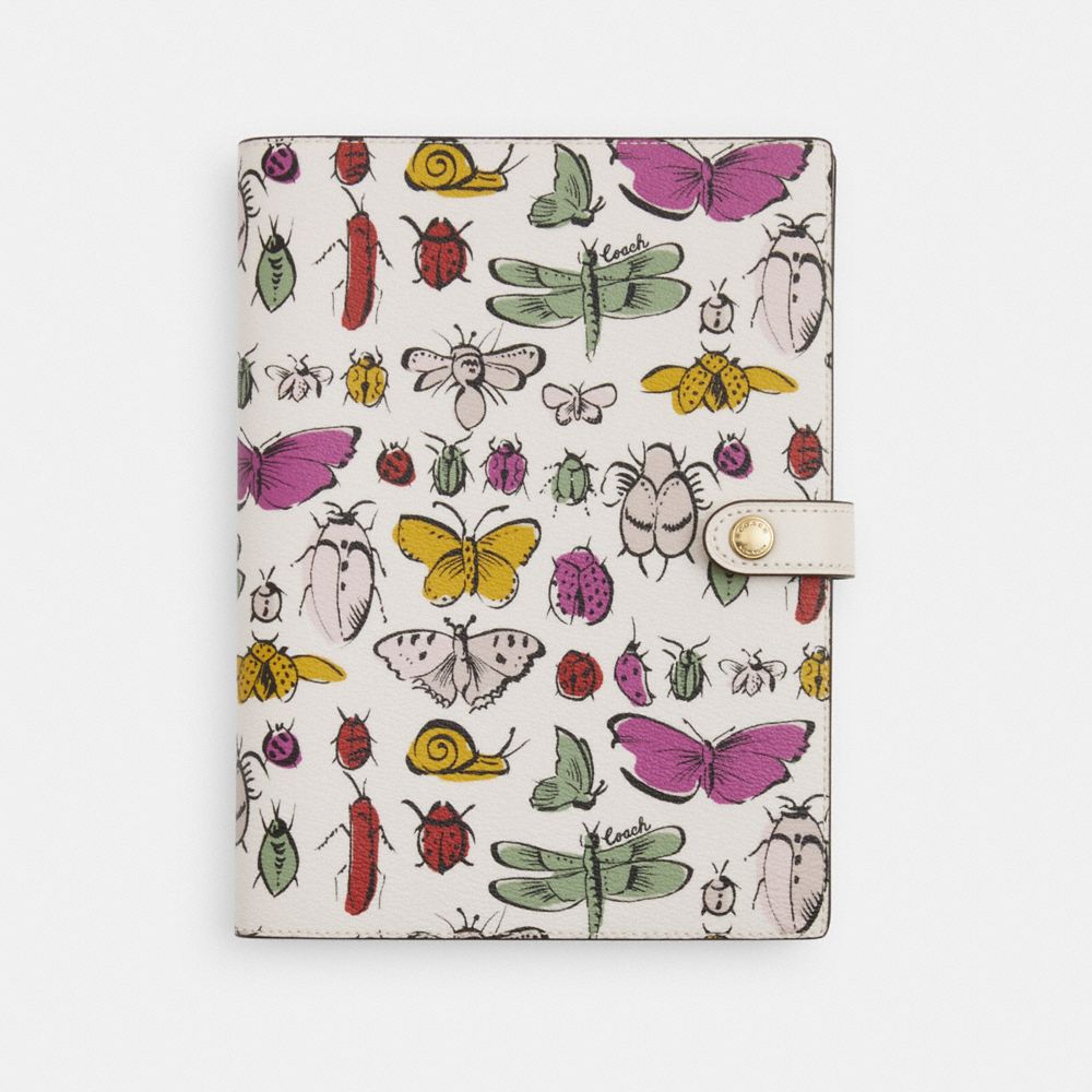 COACH®,CARNET AVEC IMPRIMÉ DE CRÉATURES,Or/Craie Multi,Front View