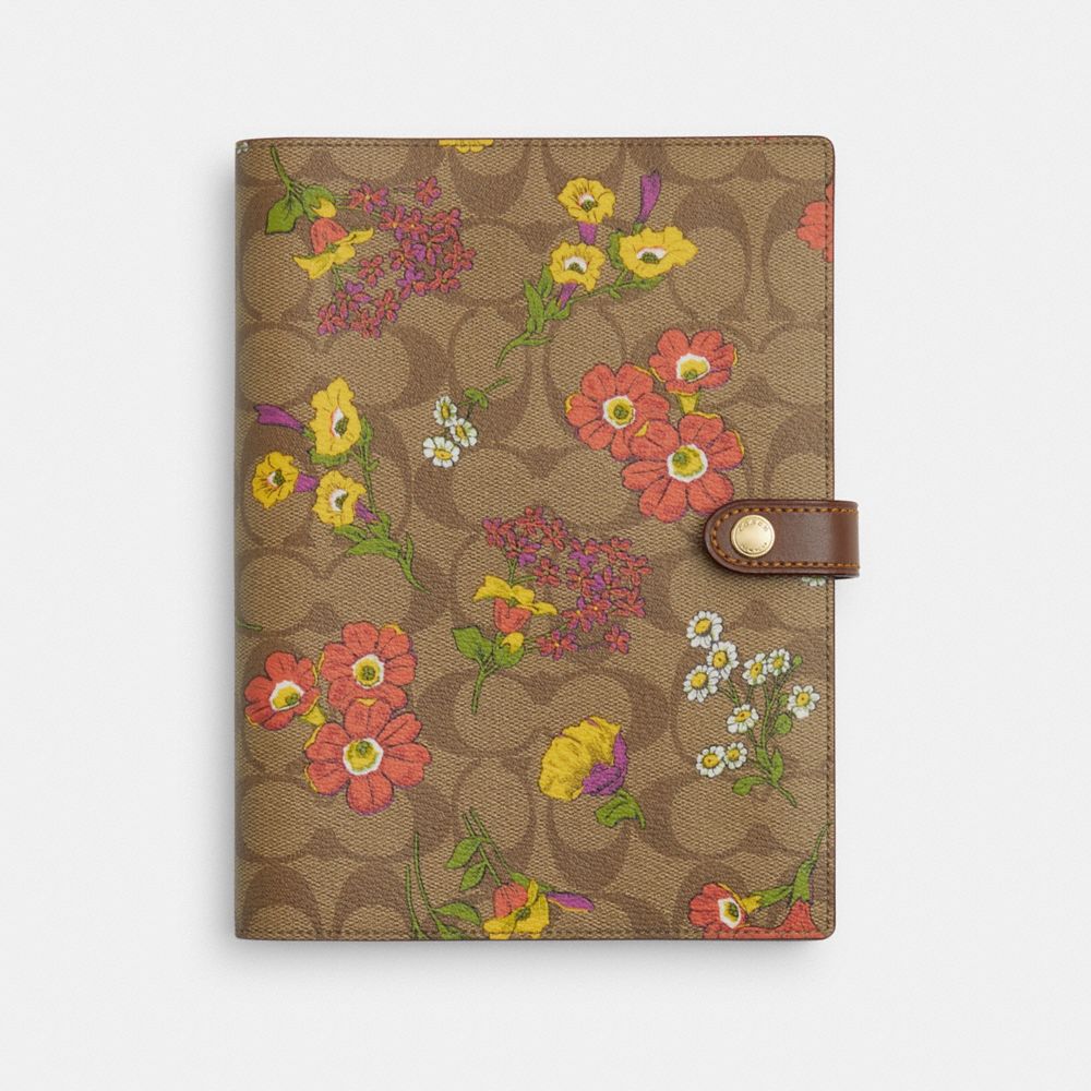 COACH®,Notebook In Signature Canvas With Floral Print,,Front View