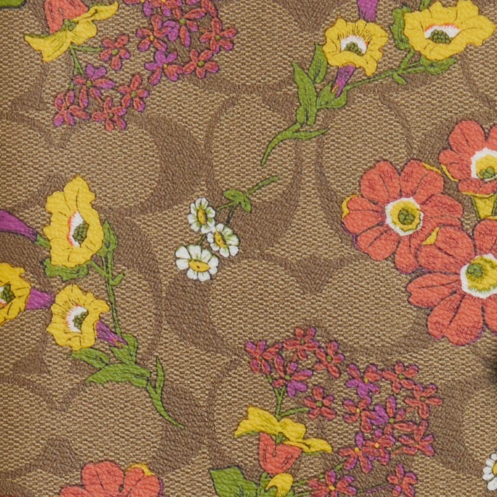 COACH®,NOTEBOOK IN SIGNATURE CANVAS WITH FLORAL PRINT,Gold/Khaki Multi