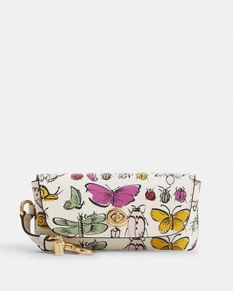 COACH®,SUNGLASS CASE WITH CREATURE PRINT,pvc,Gold/Chalk Multi,Front View