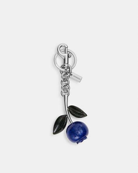 COACH®,GLITTER BLUEBERRY BAG CHARM,resin,Silver/Light Violet Multi,Front View