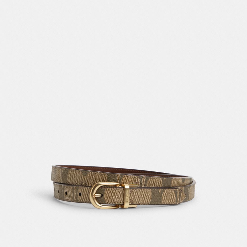 COACH®,CLASSIC BUCKLE CUT-TO-SIZE REVERSIBLE BELT, 18MM,Gold/Khaki Saddle,Front View