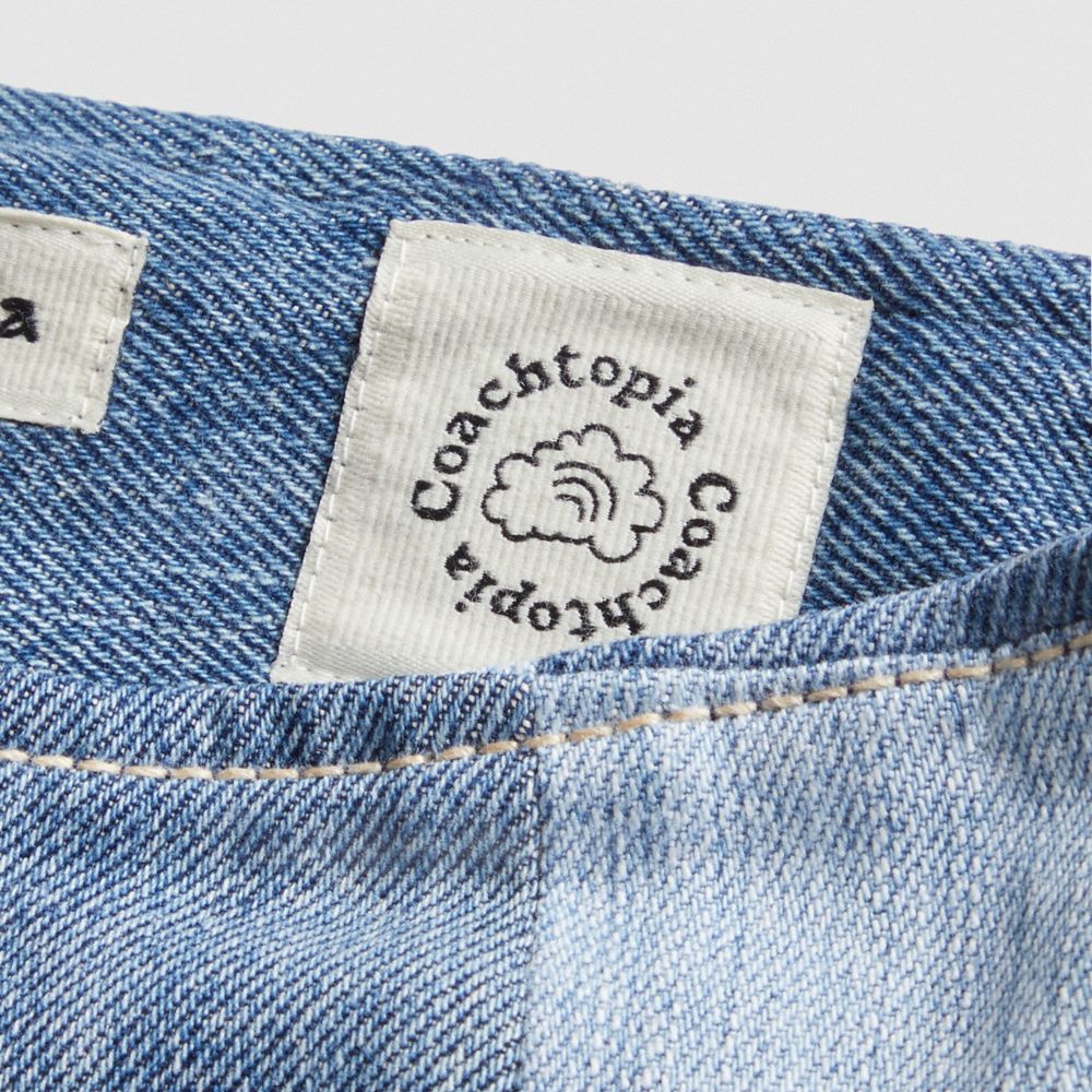 Coach Mini Skirt In Denim Checkerboard In Denim Multi