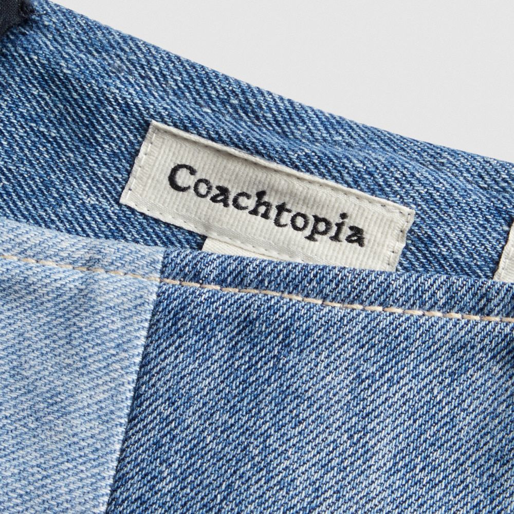 Coach Mini Skirt In Denim Checkerboard In Denim Multi