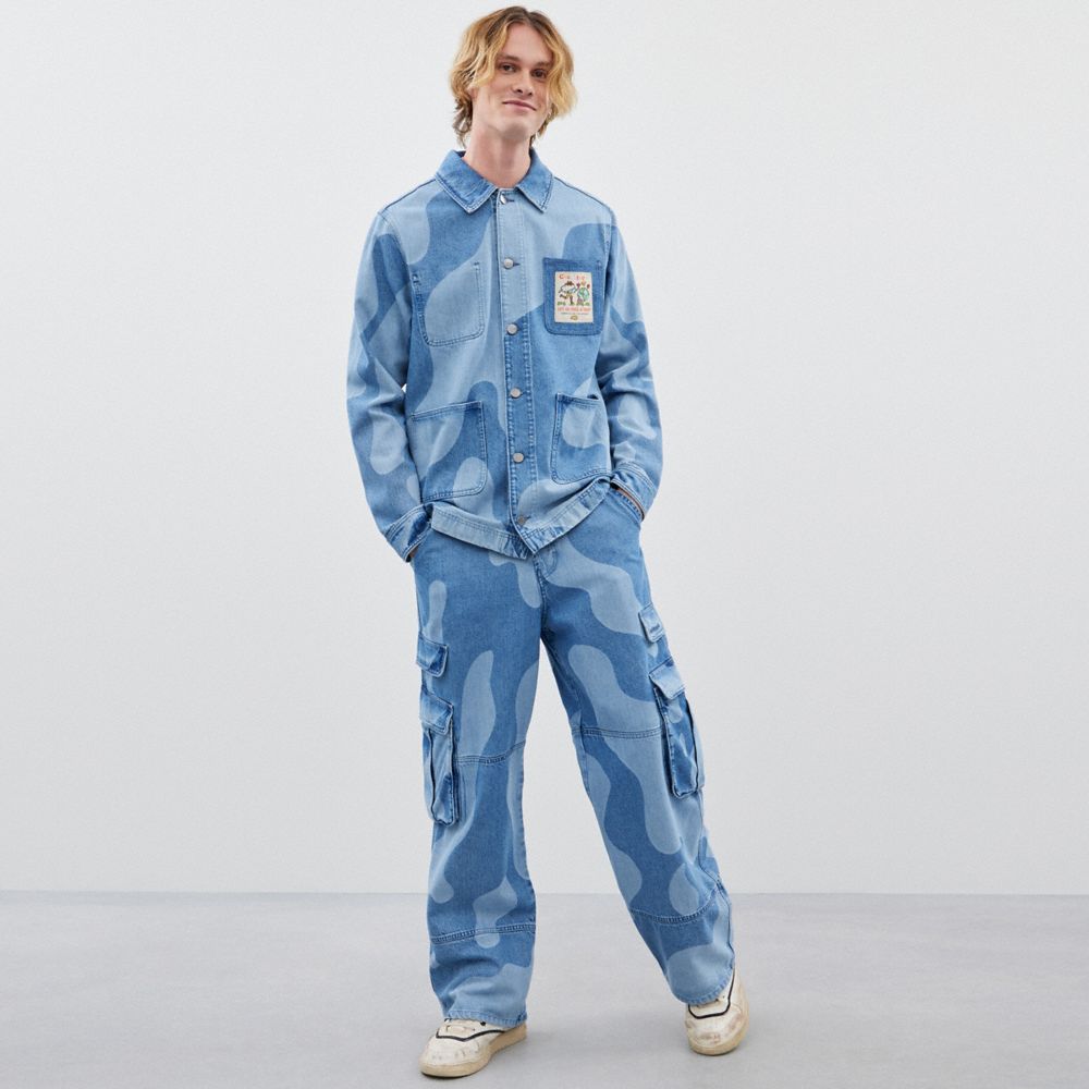 Coach Denim Jacket In Wavy Wash In Denim Multi