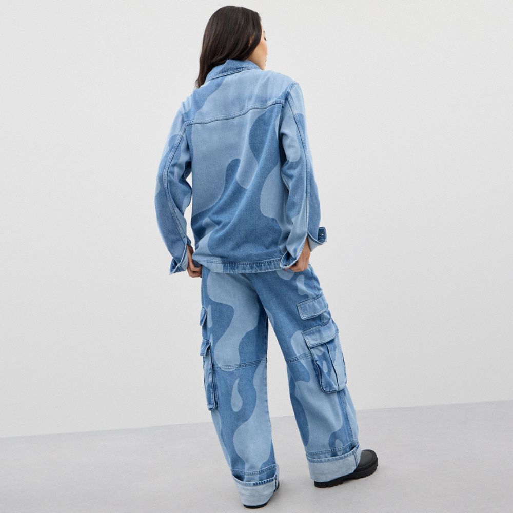 Coach Denim Jacket In Wavy Wash In Denim Multi