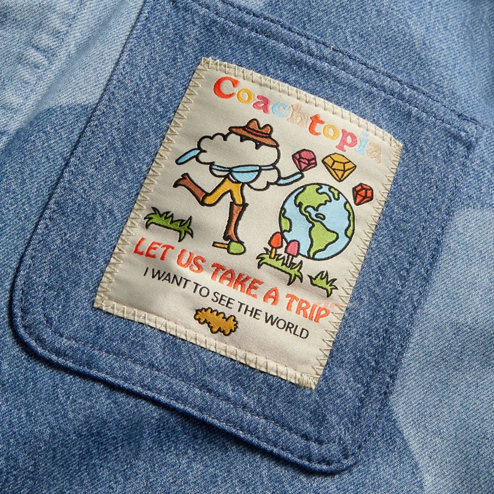 COACH®,Denim Jacket In Wavy Wash,Repurposed denim,Denim Multi,Closer View