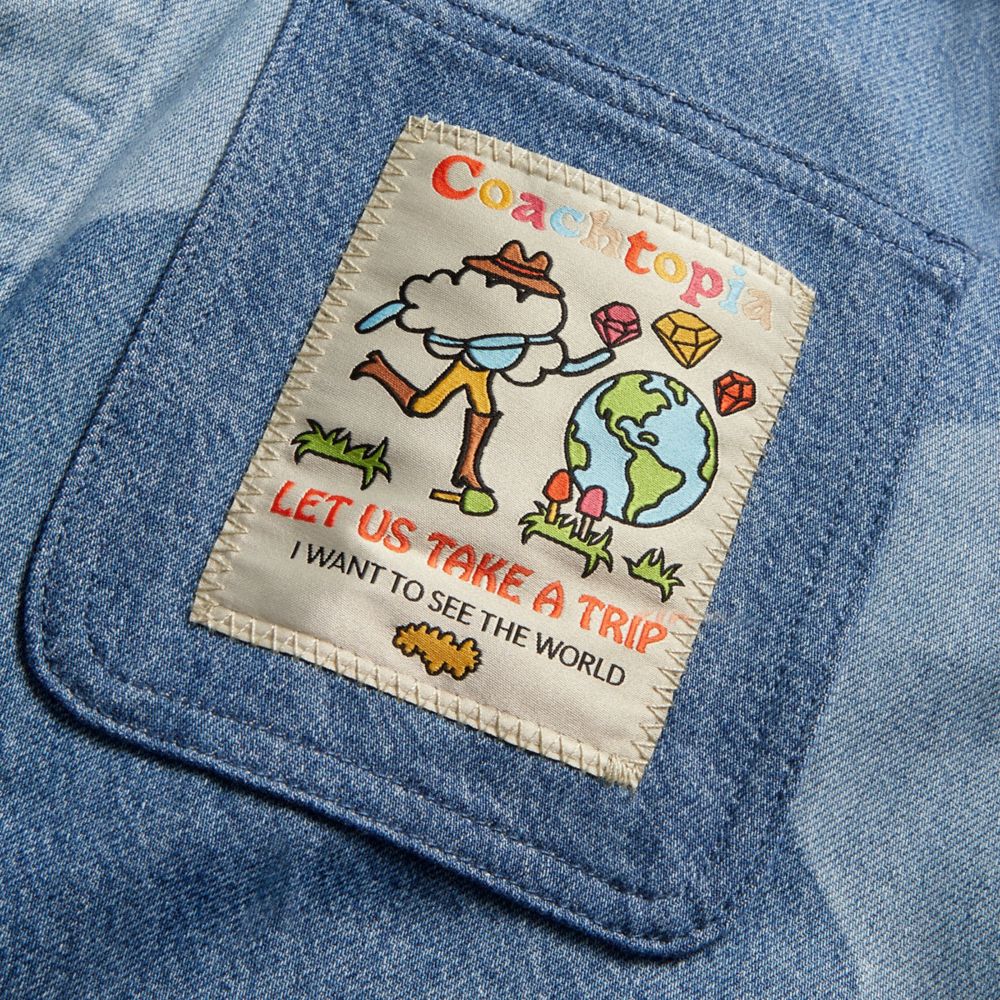 Coach Denim Jacket In Wavy Wash In Denim Multi