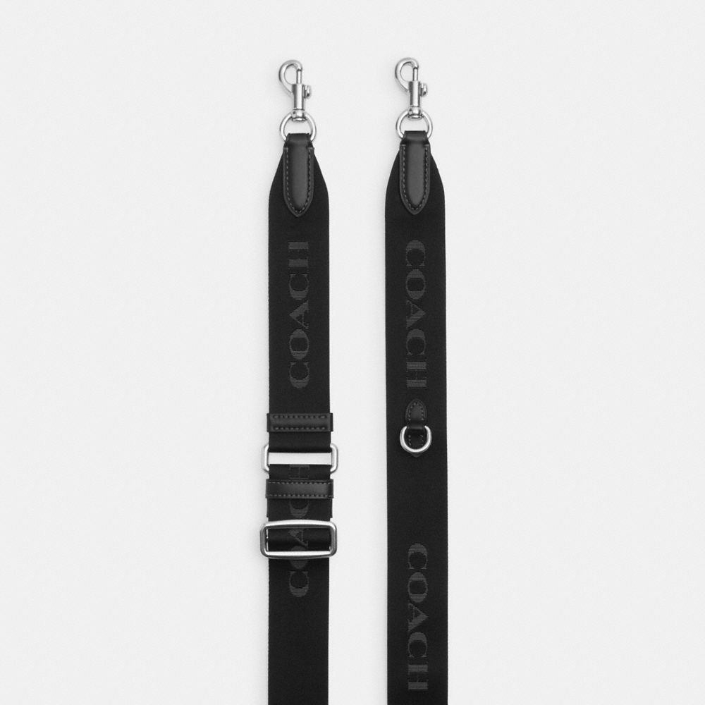 COACH®,WEBBING STRAP,cotton,Silver/Black Multi,Front View