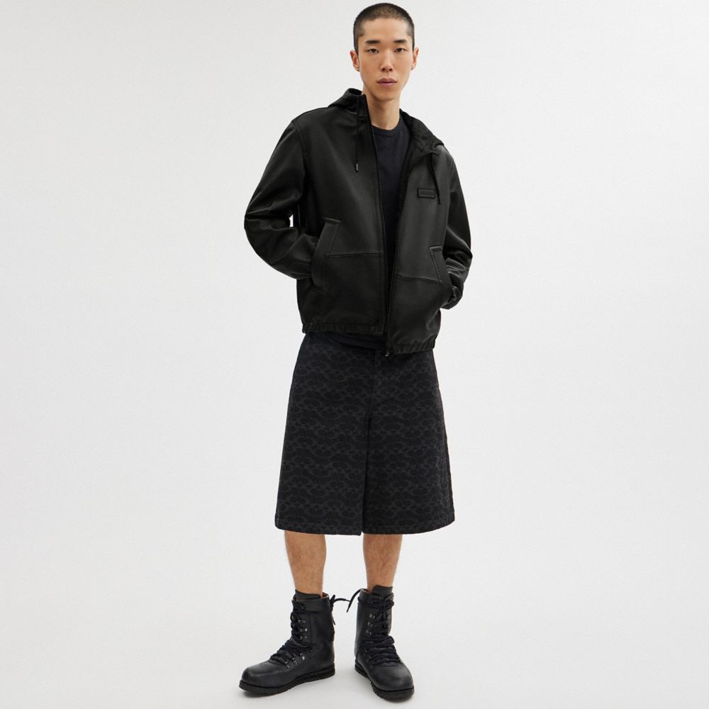 Coach Reversible Leather Jacket In Recycled Polyester In Black