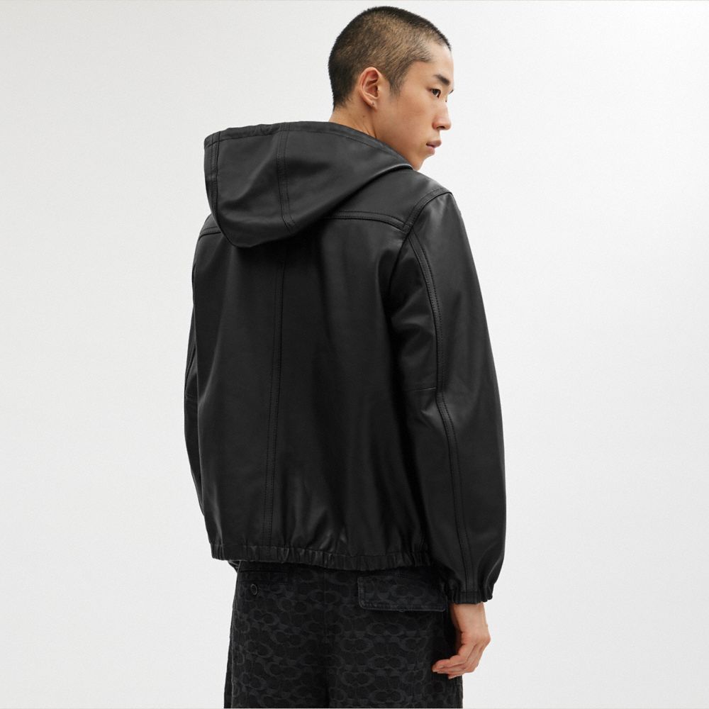 Coach Reversible Leather Jacket In Recycled Polyester In Black