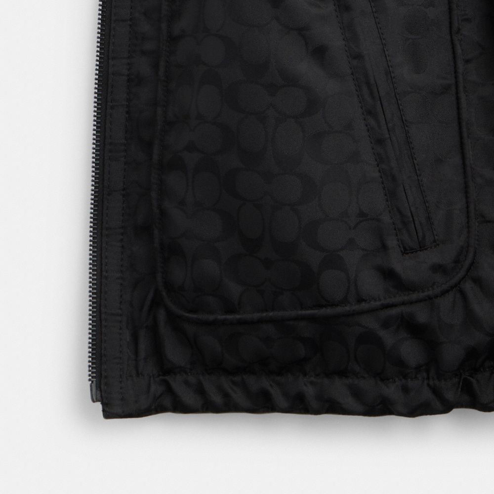 Coach Reversible Leather Jacket In Recycled Polyester In Black