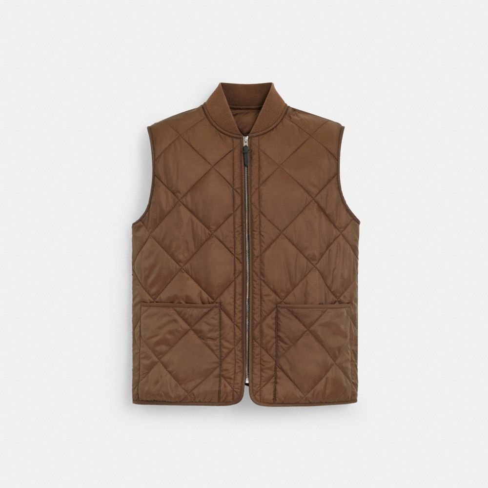 Coach Outlet Quilted Vest In Brown