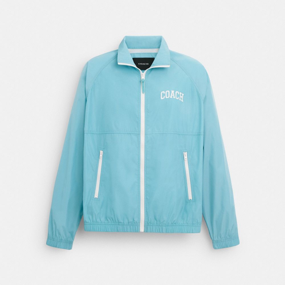 COACH®,TRACK JACKET,Faded Blue,Front View