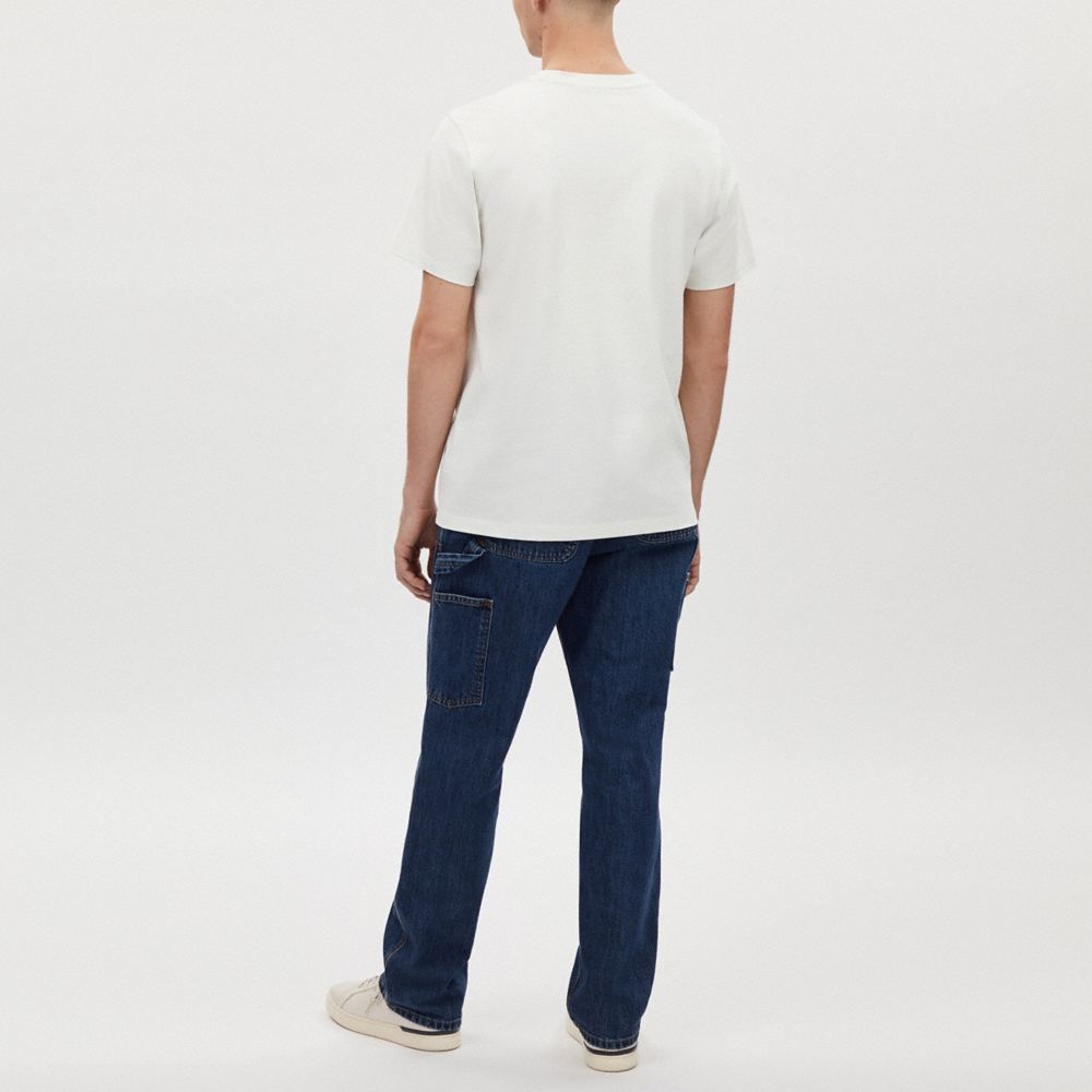 COACH®,TONAL SIGNATURE T-SHIRT IN ORGANIC COTTON,Off White,Scale View