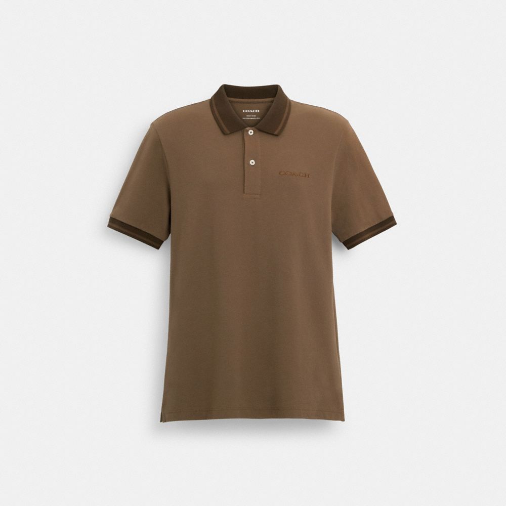 COACH®,COLORBLOCK POLO IN ORGANIC COTTON,Sand,Front View