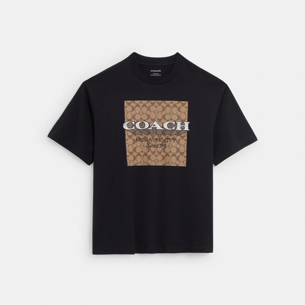 COACH®,ニューヨーク シグネチャー Tシャツ,トップス&パンツ,ﾌﾞﾗｯｸ
