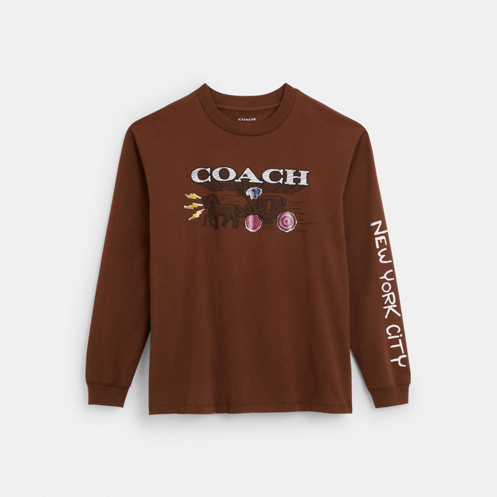 COACH®,ニューヨーク アート スクール ロング スリーブ Tシャツ,トップス&パンツ,ﾁｮｺﾚｰﾄ