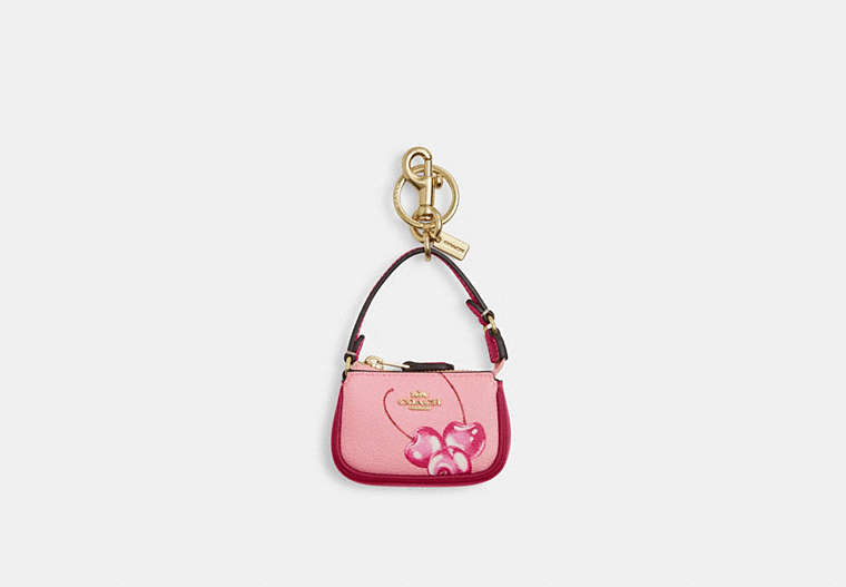 Coach Outlet Mini Nolita Bag Charm With Cherry Print In Pink