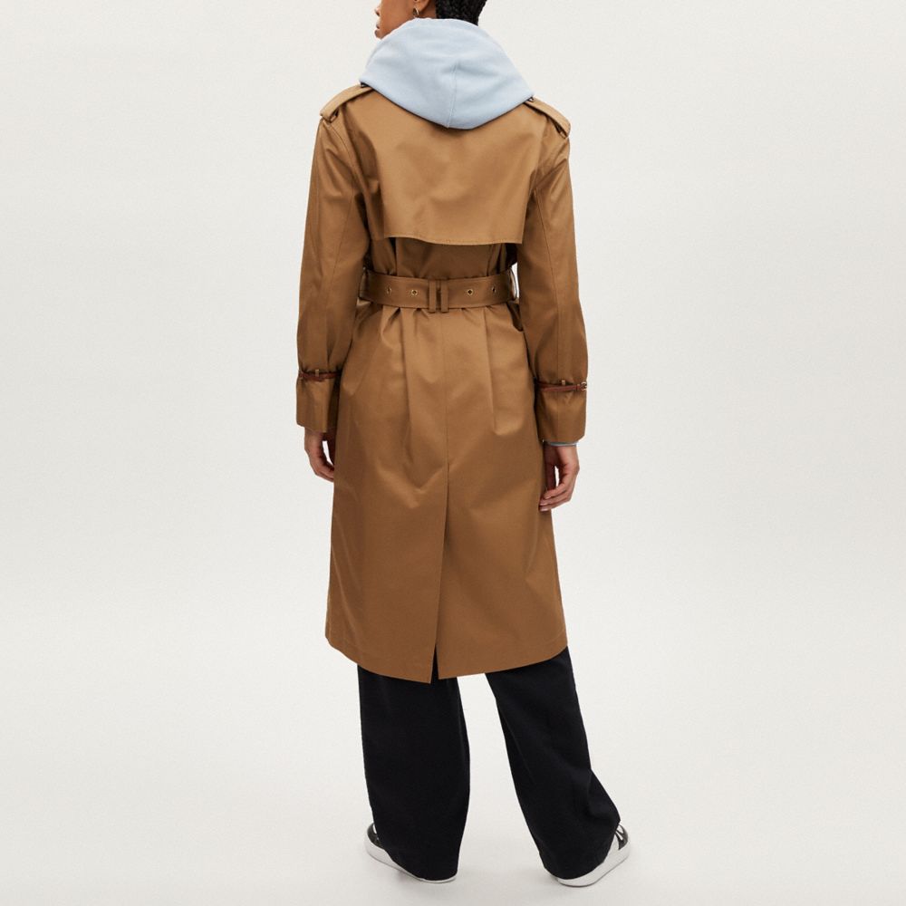 COACH®,RELAXED DOUBLE BREASTED TRENCH,Dark Khaki,Scale View