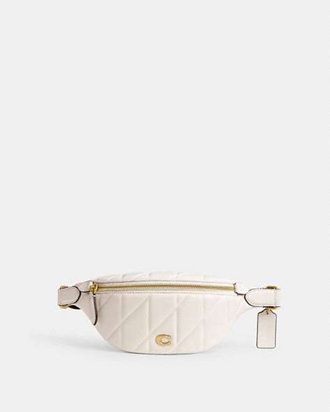 COACH®,ESSENTIAL BELT BAG WITH PILLOW QUILTING,Nappa leather,Medium,Brass/Chalk,Front View