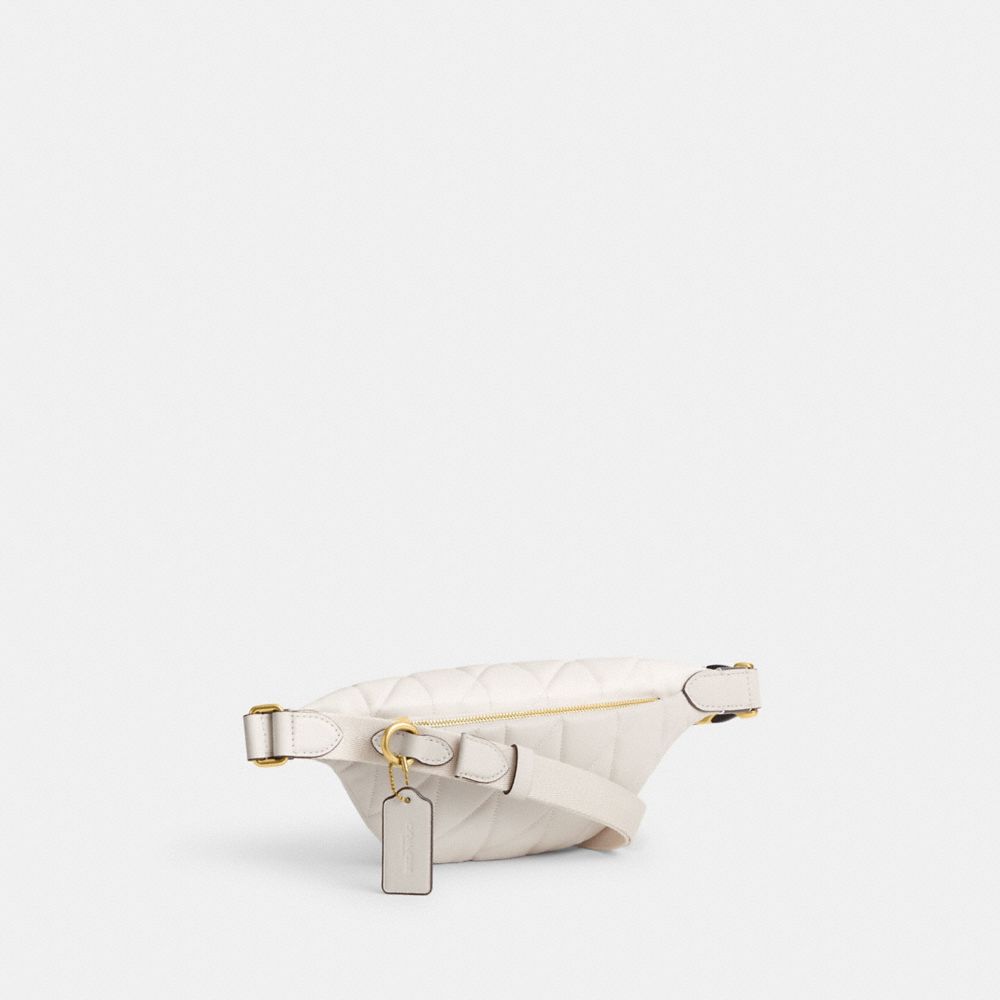 COACH®,ESSENTIAL BELT BAG WITH PILLOW QUILTING,Nappa leather,Medium,Brass/Chalk,Angle View