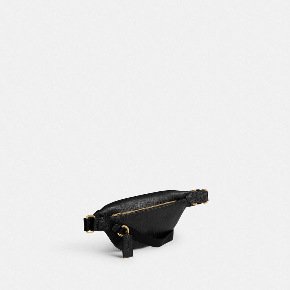COACH®,ESSENTIAL BELT BAG,Refined Pebble Leather,Medium,Brass/Black,Angle View
