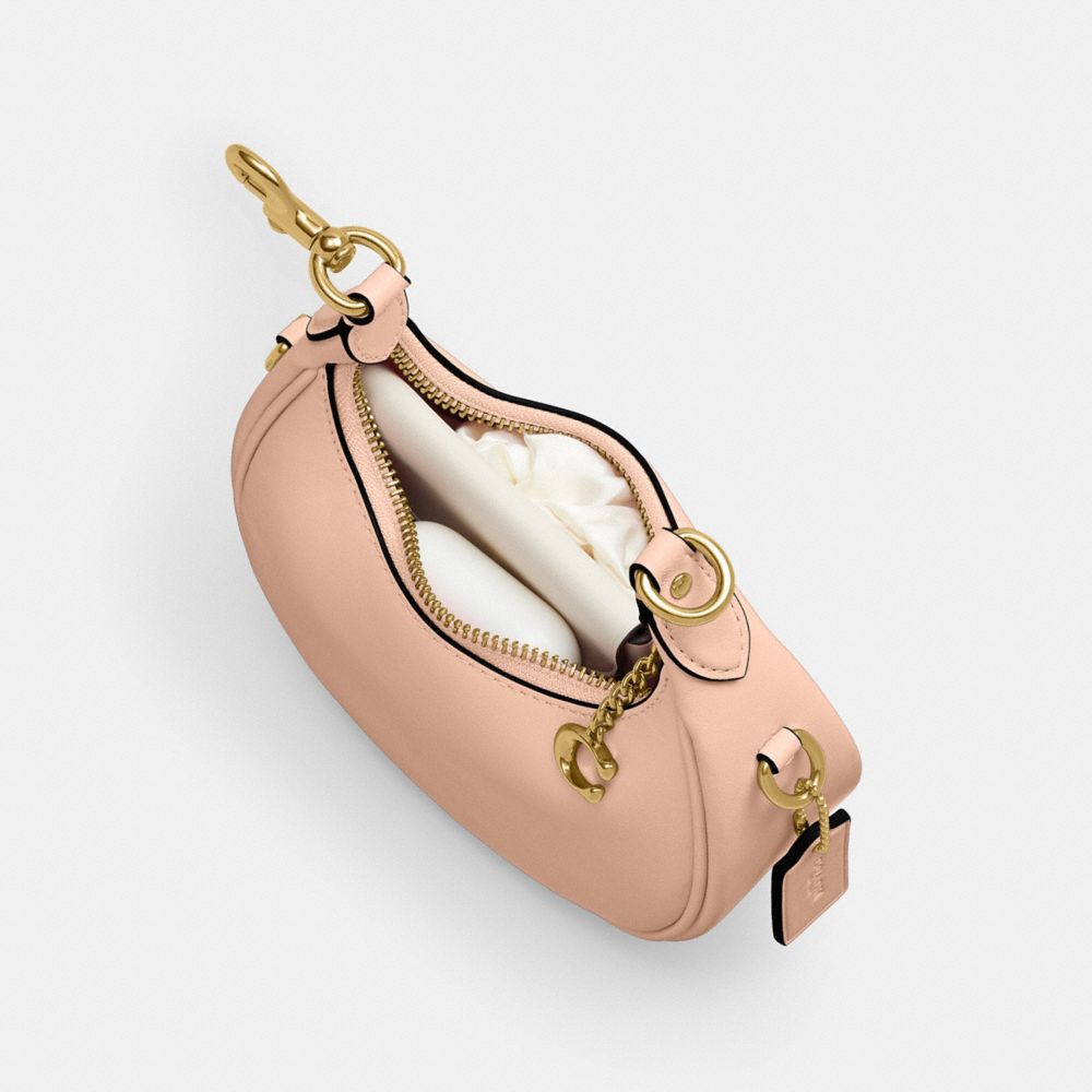 COACH®,Jonie Bag,Leather,Crossbody,Logo,Metal,Embossed,Compact,Gold Metal,Day Party,,Inside View,Top View
