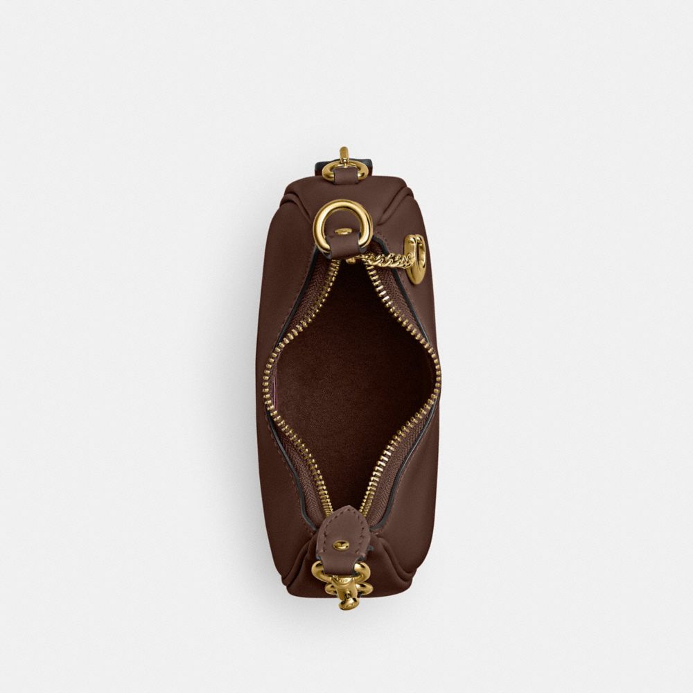 COACH®,Jonie Bag,Leather,Crossbody,Logo,Metal,Embossed,Compact,Gold Metal,Day Party,,Inside View,Top View