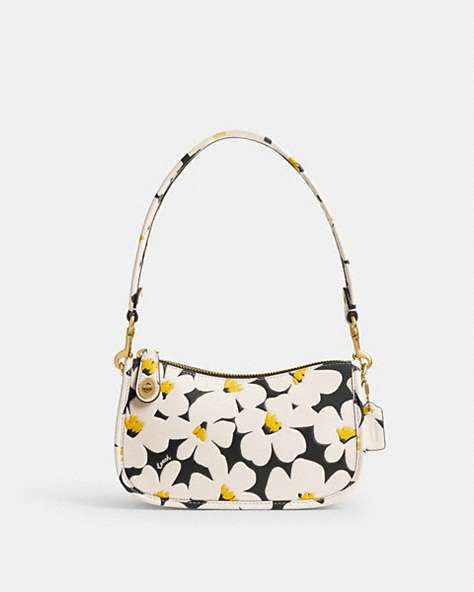 COACH®,SWINGER 20 WITH FLORAL PRINT,Brass/Chalk Multi,Front View