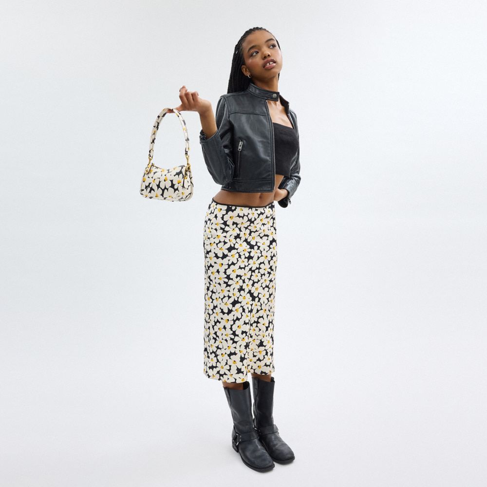 COACH®,Swinger Bag 20 With Floral Print,Leather,Shoulder Bag,Logo,Embossed,Day Party,Multi Color,Detail View