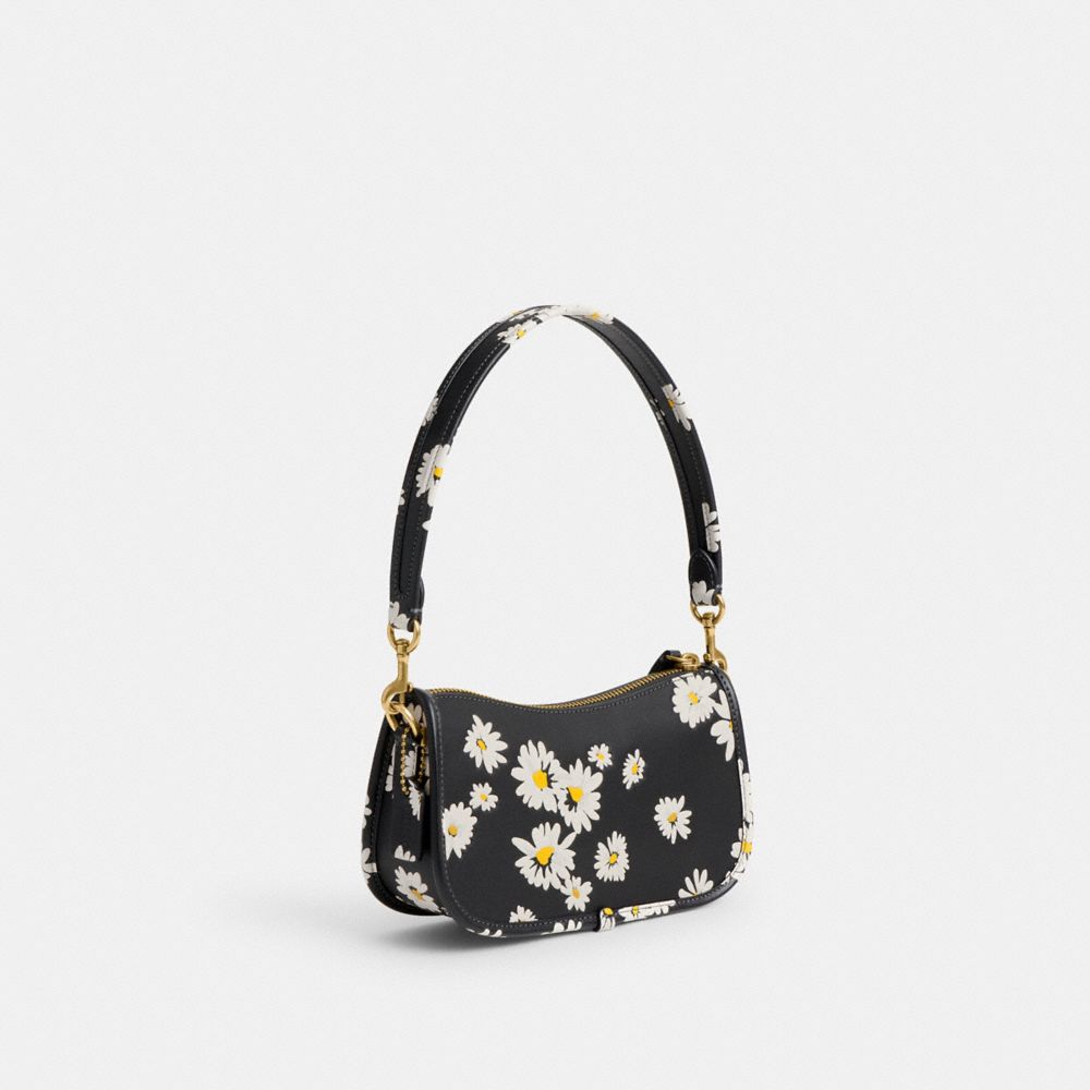 COACH®,SWINGER BAG 20 WITH FLORAL PRINT,Small,Brass/Black Multi,Angle View