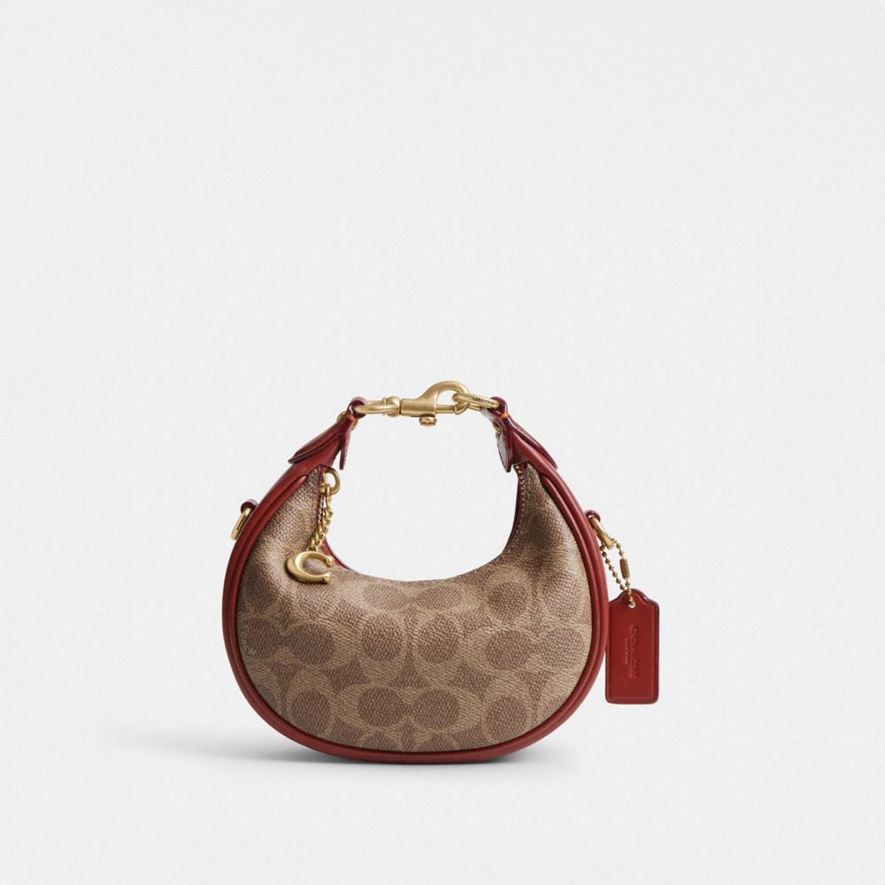 COACH®,JONIE BAG IN SIGNATURE CANVAS,Mini,Brass/Tan/Rust,Front View