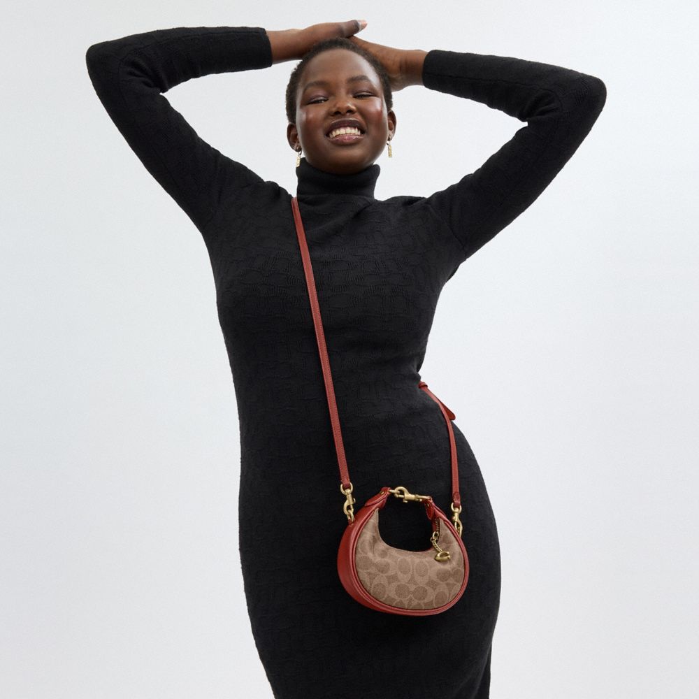 COACH®,Jonie Bag In Signature Canvas,Canvas,Calfskin Leather,Hobo,Chain Detail,Metal,Silver Metal,Day Party,