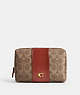 COACH®,ESSENTIAL COSMETIC POUCH IN SIGNATURE CANVAS,Mini,Brass/Tan/Rust,Front View