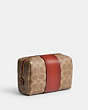 COACH®,ESSENTIAL COSMETIC POUCH IN SIGNATURE CANVAS,Mini,Brass/Tan/Rust,Angle View