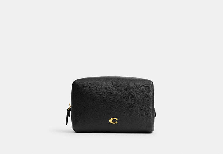 COACH®,ESSENTIAL COSMETIC POUCH,Mini,Brass/Black,Front View
